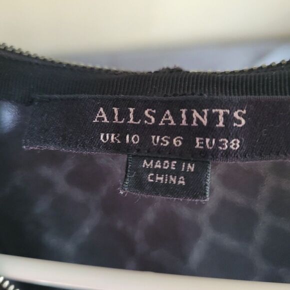 ALLSAINTS Lottie Zip Front Top Womens Size US 6 Black Sleeveless Sheer Designer - Picture 2 of 7